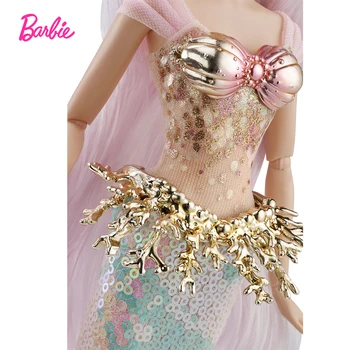 Barbie grec Mitic Muza Sirena Fermecata Papusa cu Coral Frizură și Părul Roz Colectie Papusa Barbie Jucarie FXD51