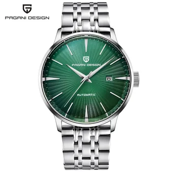PAGANI DESIGN Nou Verde Bărbați Ceasuri Impermeabil Automate Mecanice, Ceasuri de mana Barbati de Oțel din Piele Watchband Ceas reloj hombre