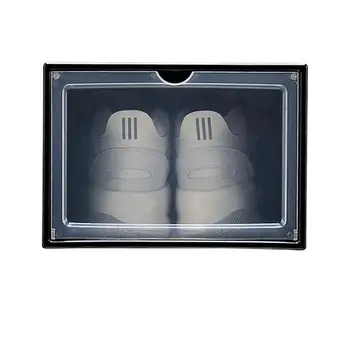 1 buc Gros Pliabil din Plastic cu Clapeta Magnetica Pantof de Baschet Cutie de Pantofi Cutie de Depozitare Robustă Pantofi Container pentru Acasă (Negru)