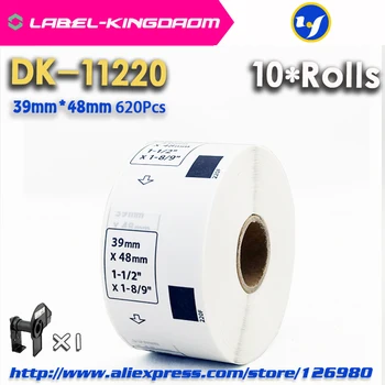 10 Refill Role Compatibile DK-11220 Eticheta 39mm*48mm 620Pcs Compatibil pentru Imprimantă de Etichete Brother QL-700/720 Hârtie Albă DK-1220