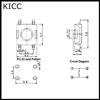 1000Pcs Comutator Buton Roșu 6*6*3.1 mm SMD4 Touch micro comutator 6x6x3.1