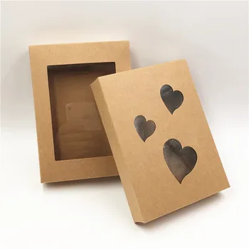 10buc DIY epocă kraft cutie cu fereastra de hârtie cutie de Cadou tort de Ambalare Pentru Nunta petrecere acasă brioșă ambalare cadouri de craciun