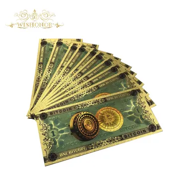 10buc/multe Vânzări la Cald Colorate, Un Bitcoin Bancnote Bitcoin BTC Aur Bancnotele în Placat cu Aur de 24k Pentru Colectie