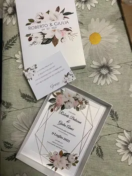 10buc Top Vinde Flori de Nunta Carte de Invitație, cu Personalizat de Lux la Frontieră Elegant de Epocă în Stil European Hârtie de Imprimare Mici Rsvp