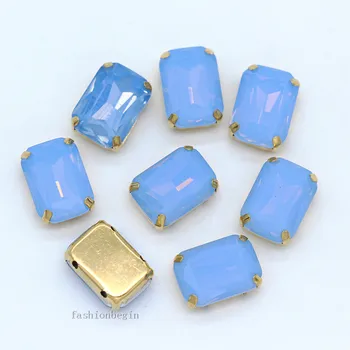 12p 8x10/10x14/13x18mm dreptunghi alb/verde/albastru/roz opal cusut pe Haină Rochia de cristal diamante stras bijuterii de aur de bază