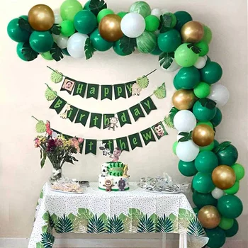 145pcs Verde Balon Ghirlanda Arc Kit de Partid Ziua de nastere Decoratiuni Copii Favoarea Baloane Latex Copil de Dus Jungla Safari Partid Decor