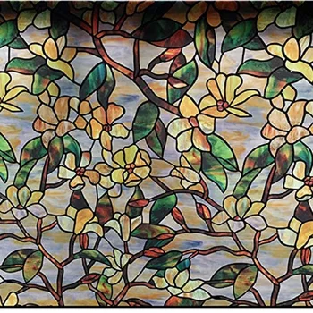 150cm Lungime Statice se Agață de Film Fereastră Magnolia Vitralii Decorative de Sticlă Privat Autocolant Pentru Geam Usa Cabinetului Suprafata Mesei