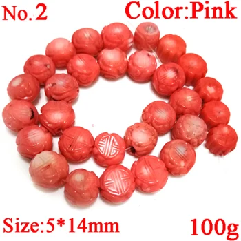 16 inchi Roz Plat Stil de Flori Realizate manual, Sculptate Natural Margele de Coral Șuviță de Colier