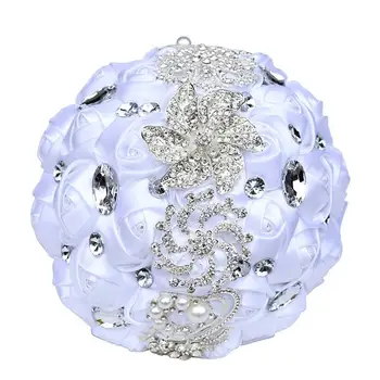 16styles nou alb de mireasa cu flori artificiale buchet panglică stras pearl buchet mireasa decorarea dansul mirilor