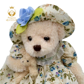 1BUC 40CM Rochie de Drăguț Ursuleț de Pluș Papusa Dulce Floral Rochie Ursuleț de Pluș Umplute Jucărie Copil Însoți de Dormit Confort Papusa