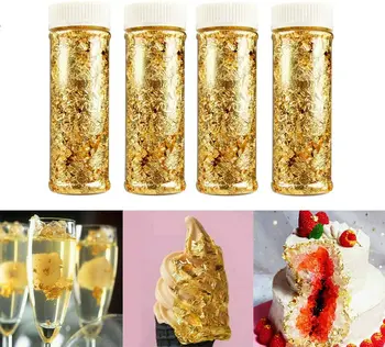 1BUC Comestibile Grad de Aur Veritabil, Frunze Schabin Fulgi de 2g Aur de 24K Decorative Feluri de mâncare Bucătar Art Tort de Decorare Instrumente de Ciocolata