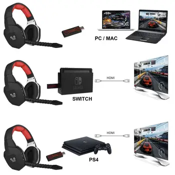 2.4 G Wireless USB Gaming Headset 7.1 sunet din jur, Casti cu Microfon pentru PC și PS4 Profesionale PS4 gamer căști bas