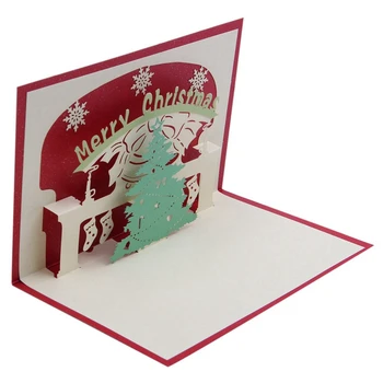 2 Buc 3D -Up Felicitare Felicitare Handmade An Nou Fericit, Post Card, Pom de Crăciun & Fluture Dansuri