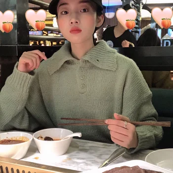2 culori de primăvară coreeană stil culoare solidă maneca lunga bomboane de culoare pulovere tricotate femei pulovere și pulovere (C9204)