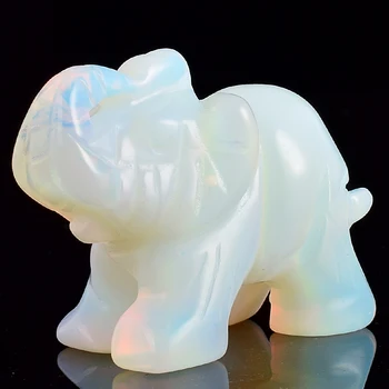 2 Inch Elefant Figurine de Artizanat Sculptate opalite Elefant Mini Animale Statuie pentru Decor Chakra Vindecare de cristal de cuarț și fengshui