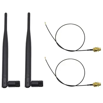 2 x 2.4 GHz 6dBi 5GHz Dual Band WiFi RP-SMA Antenă + 2 x 35cm U. fl / IPEX Cablu