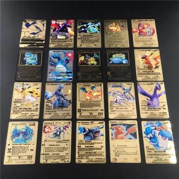 20 de stiluri Pokemon Card de Metal Anime Joc de Luptă Carte de Aur Charizard Pikachu Colectia Carte de Acțiune Figura Model de Copil Jucărie Cadou