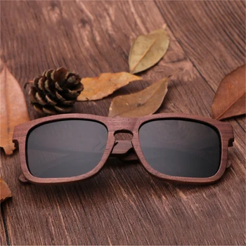 2018 Noul Mediu-prietenos ochelari de Soare Retro Moda pentru Bărbați la Modă ochelari de Soare Lemn de Nuc Negru UV400 Polarizare ochelari de Soare