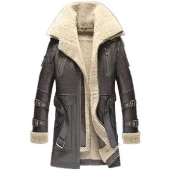 2019 iarna de moda pentru bărbați de miel de oaie blana de oaie piele de suprafață shearling lână garnitură de mijloc mult jacheta motociclist haina