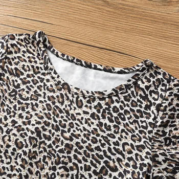 2020 Fete de Moda Rochie cu Maneci Scurte Rochie de Leopard de Imprimare Copii Haine Pentru fetite 2-7 Ani Vară INS Stil