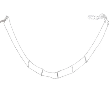 2020 Moda Fierbinte Gulere Collier chiar 925 Mofturos Mic Cz Bar strat Dublu Lanț de Link-ul Elegant pentru femei Cravată Colier bijuterii