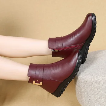 2020 moda glezna cizme de iarna pentru femeie fuzzy pantofi mama comfort plus cizme femei din piele pantofi