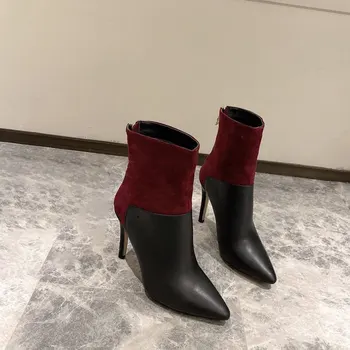 2020 Noua Moda de Iarna din Piele Nit Super High 9cm Subliniat Toe Cizme pentru Femei Pantofi de Lux pentru Femei Designeri