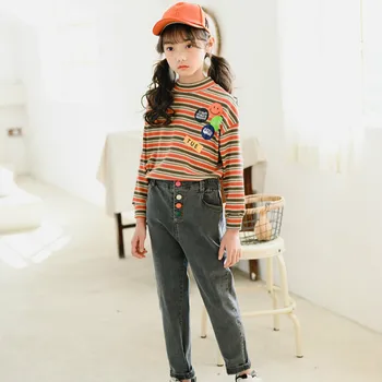 2020 Primăvară New Sosire Fete Blugi de Moda Personalitate Copil Fete Pantaloni Talie Elastic la Mijlocul Liber pentru Copii Pantaloni pentru Fete
