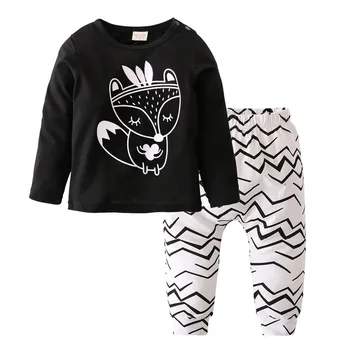 2020 Toamna stil Baby Boy Fata de Haine Unisex maneca Lunga Desene animate Fox tricou+Pantaloni 2 buc Nou-născut Copilul Îmbrăcăminte pentru Copii Set