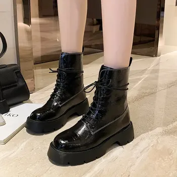 2021 Vânzare Fierbinte Toamna Iarna ghete Femei de Moda Negru Toc Pătrat Femeie Pantofi de Piele de Argint PU Mari Dimensiuni 40 u891