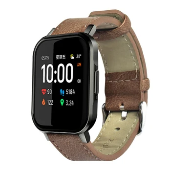 20MM Piele Watchband Pentru Xiaomi Haylou LS02 Ceas Retro cu Cap Plat Curea Pentru Huawei Watch 2/Galaxy Watch Active 2 Bratara