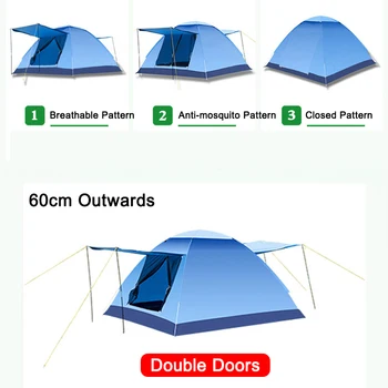 3-4 Persoană protecție împotriva vântului Camping Pop-Up Cort Dublu Strat Impermeabil Deschide Anti UV Corturi Turistice Pentru Drumeții în aer liber Plajă de Călătorie