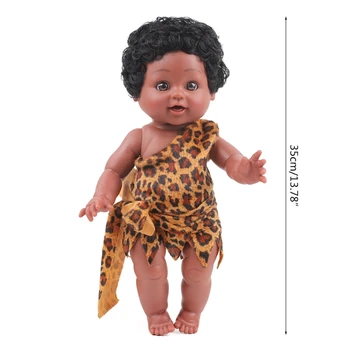 35cm Papusa Negru African Fata Realiste Copii Joaca Păpuși Realiste de Moda Copil Jucărie 54DA