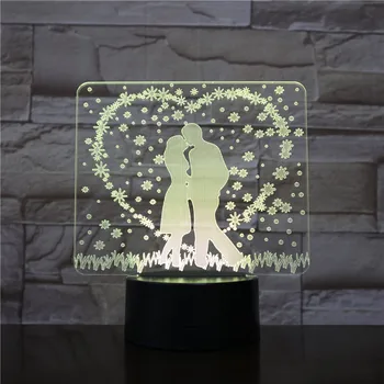 3D-1534 Decoratiuni de Nunta 3D LED Lampă de Noapte Dormitor Romantic Lampă de Masă Îndrăgostiților Cadouri pentru Iubitorii de Cupluri