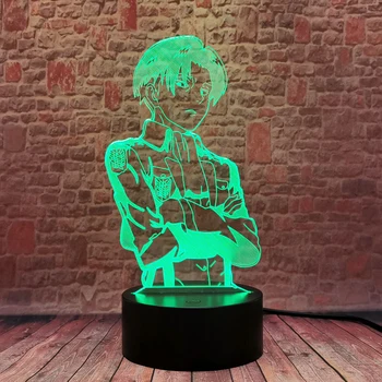 3D Cool Birou Veioza LED 7 Culori Schimbare Lampa Model Căpitanul Levi Ackerman Atac pe Titan Figura Anime Jucării pentru copii