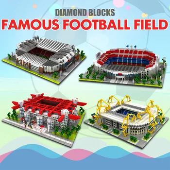 3D DIY Bloc Blocuri de Diamant Arhitectura Celebru de Fotbal, Teren de Fotbal de Fotbal Camp Nou Semnal Lduna Park Copil Jucării