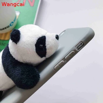 3D Drăguț de Pluș Jucărie Panda Caz Pentru Samsung Galaxy Nota 10 Plus 9 8 5 A9 A7 2018 A5 2017 J3 2016 Bomboane de Culoare Capac de Silicon