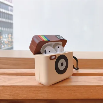 3D Drăguț Instagram INS Camera Căști Cazuri Pentru Apple Wireless Bluetooth Headset Airpods pro 1 2 3Silicone Capac Cască