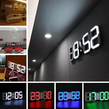3D LED Ceas de Perete cu Design Modern Ceas de Masa Digital cu Alarmă Veioza Ceasuri Uita-te Luminos Acasă Living Decorul Camerei