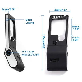 3X 10 X 55 X Timbre Reglabil Lupă de Citit Led Lumina UV Monede Handheld Portabil de Buzunar Lentile Lupa Lupa