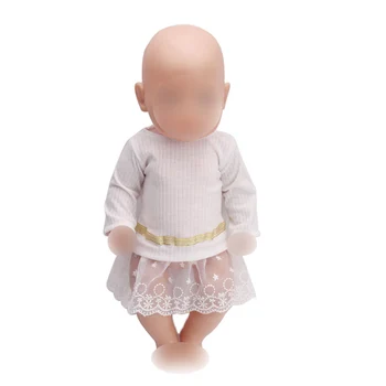 43 cm baby dolls Rochie nou-născut Simplă rochie albă jucarii pentru Copii fusta se potrivesc American de 18 inch Fete papusa f229