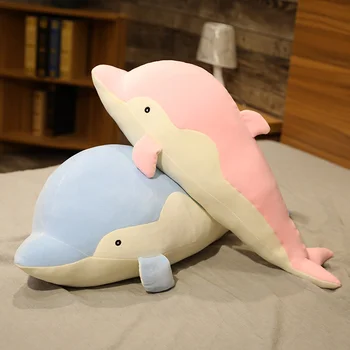 55-105cm Kawaii Moale Delfin Jucărie de Pluș, Păpuși Umplute Jos Bumbac Animal Pește pui de Somn Perna Copii Minunat Jucărie Cadou de Craciun pentru Fete