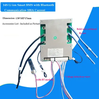58.8 V 14S Bluetooth BMS pentru 48V Li-ion PCB bord cu 100A constantă de încărcare și descărcare și funcția de comunicare