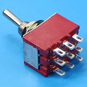 5Pcs de Înaltă Calitate Miniatură Comutator MTS-302 3PDT 2 Pozitia a 9-Borna-PE Red Switch-uri 3 Pol 6A Amperi 125VAC 3A 250VAC