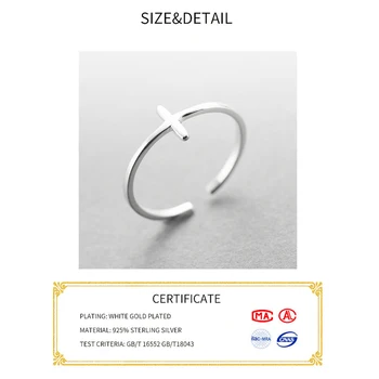 925 inel argint simplu, doamnă elegant inel de deschidere cruce de argint coada inel hipoalergenic design nou, argint 925 bijuterii fine cadou