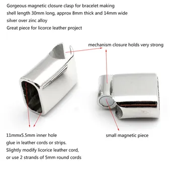 Aaazee 3 seturi 11mmx5.5mm Gaura de Incuietoare Magnetică și de Închidere pentru Brățară Brățară de Argint Pentru a Face Dulce de Piele Lipici În