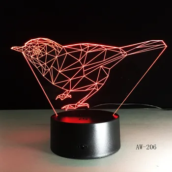 Acrilice Robin Pasăre Lumina de Noapte LED 3D Art Pasăre lumina 7 Culori schimbare Animal Atinge Lampa Retro Modern Decor Iluminat AW-206