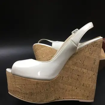 Aimirlly Femei Cork Wedge Cer Mare Platforma Sandale cu Toc Înalt Sandale Pompe de Pantofi de Vara Confortabil să Poarte Alb, lucrate Manual