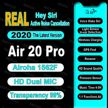 Air20 Pro ANC TWS 1562F Adevărat Senzor de Lumină Reală de Trezire Voce Wireless Căști HD Dual MICROFON Bluetooth 5.0 Cască Transparenta de 99%
