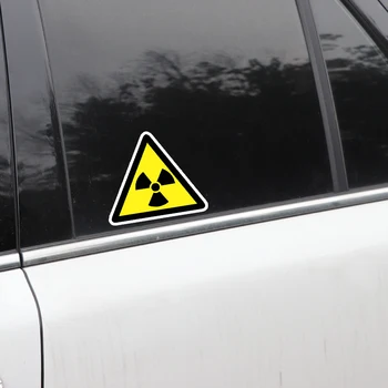 Amuzant Pericol Risc de Radiații KK Avertizare Decal Reflectorizant Auto Autocolant PVC 14.4 CM X 12.5 CM